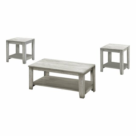 MONARCH SPECIALTIES Table Set, 3pcs Set, Coffee, End, Side, Accent, Living Room, Grey Laminate, Transitional I 7880P